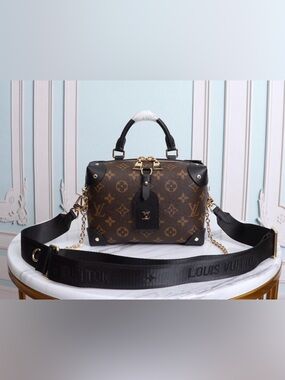 Louis Vuitton Brown Monogram Satchel with Black Trim and Gold Hardware